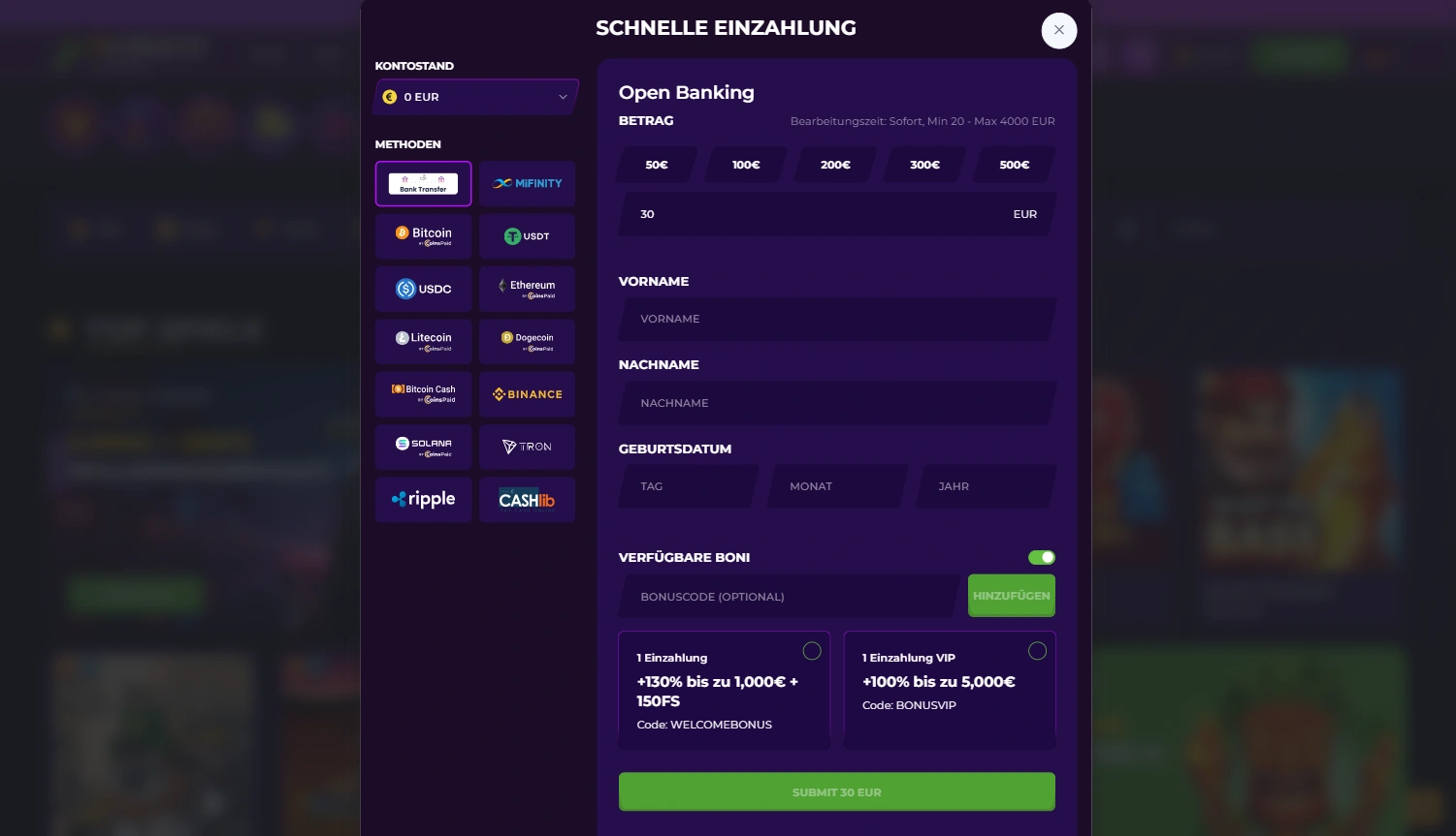 11Croco Casino Zahlungsmethoden