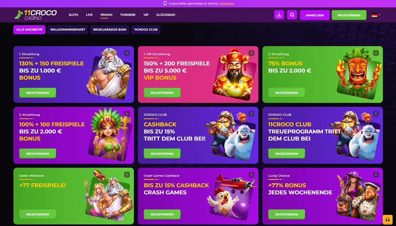 11Croco Casino Promotions erhalten